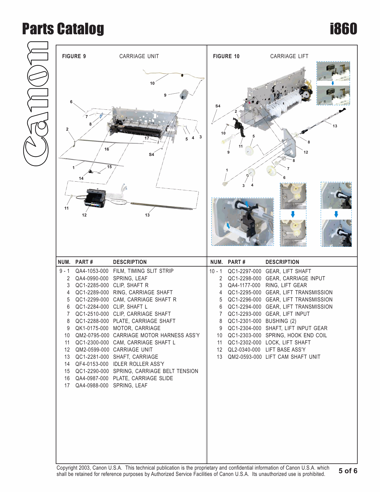 Canon PIXUS i860 Parts Catalog Manual-6